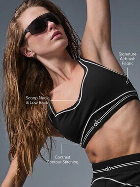 ALO Yoga Black Sports Bra Airbrush